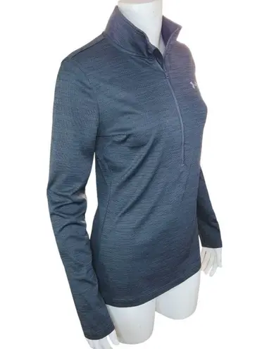 Under Armour  Womens Small 1/4 Zip Long Sleeve Mock Neckline Gray HeatGear Fitted