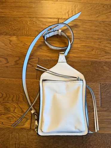 rag & bone Elliot Off White Crossbody Smooth Leather Sling Bag Silver Hardware