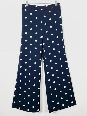 New York & Co Navy & White Polka Dot Flare Pants Blue