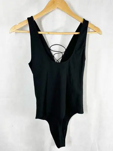 Aritzia  Wilfred Free Black Thong Bodysuit Laced Up Size Medium