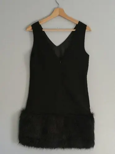 Soloiste Faux Fur Trim Black Dress Size Small