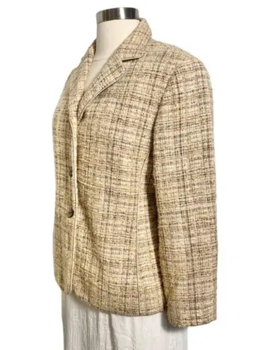Neutral Tweed Wool Blazer Jacket By Lafayette 148 New York Size 4