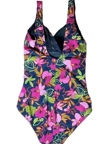 Seekers Australia Fuchsia Blooms Bella Tropical Print One Piece Swimsuit Size 10 Pink