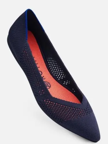 Rothy's Rothy’s The Point Maritime Lattice Stitch Navy Blue Washable Knit Ballet Flats