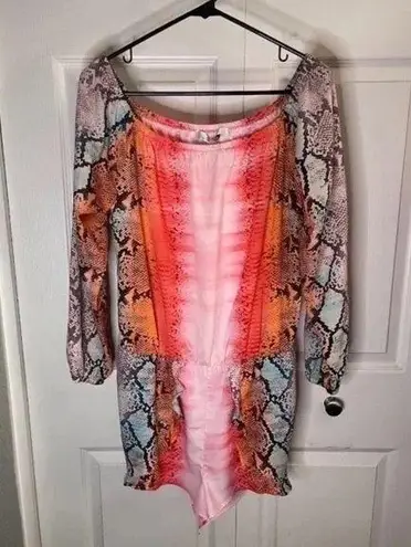 Lovers + Friends Carmella Snake Print Romper L