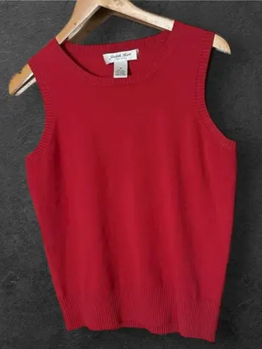 JUDITH HART COLLECTION Silk Blend Sleeveless Mock Neck Sweater Black Size Medium Red