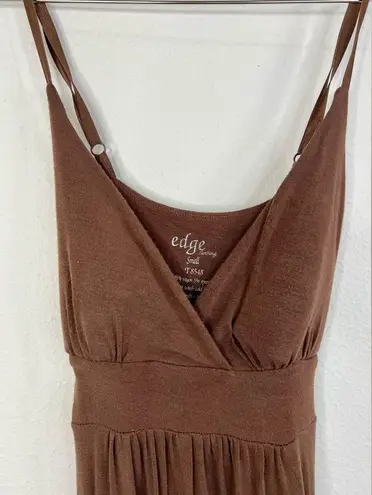 Edge Brown Spaghetti Strap Empire Waist Midi Dress Size Small Casual Chic
