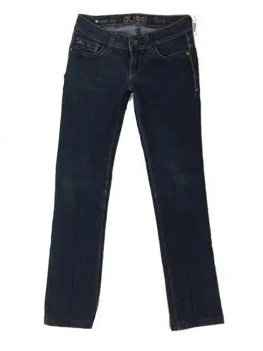 DL1961  Jeans Womens 0 24" Tory Slim Straight Crop Dark Wash Whiskering Low Rise