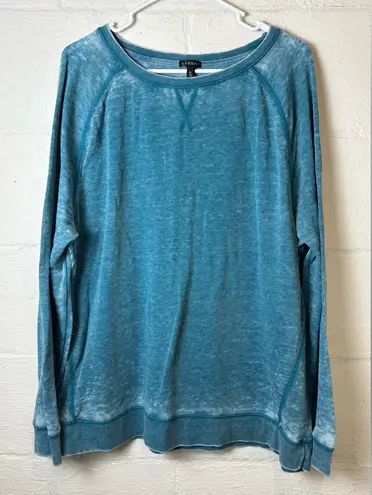 HANNAH Woman’s Lightweight Casual Comfy “Washed Out” Crewneck Pullover Size XL Blue