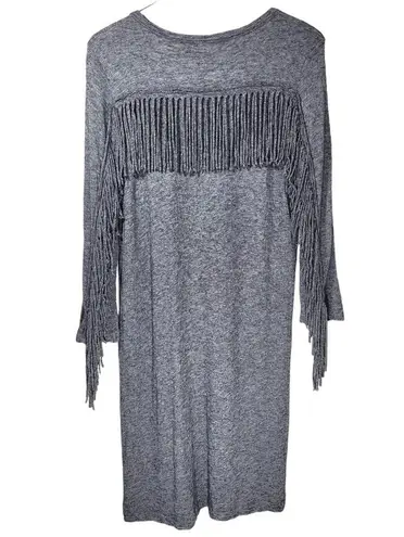 Zadig & Voltaire Winter Fringes Wool/Angora Blend Mini Dress in Grey