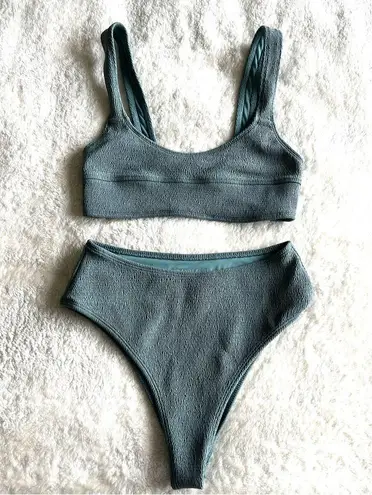 Wanderlust Textured Bikini Set Olive Size Small Green