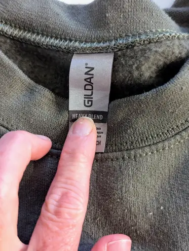 Book Mushroom Olive Green Embroidered Crewneck Womens Sweatshirt Size Small Fall