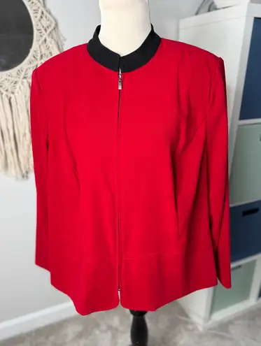 Women's Vintage 90s Red Black Collar Faux Suede