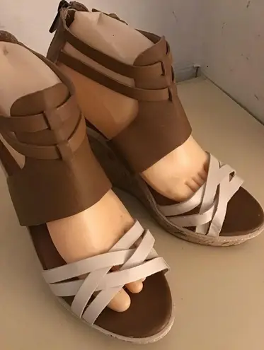 Dolce Vita women chestnut brown leather platform wedge sandals US 9.5