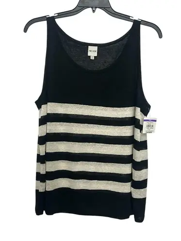 Nic+Zoe Featherweight Striped Tank Size XXL In Black Multi Linen Blend NWT
