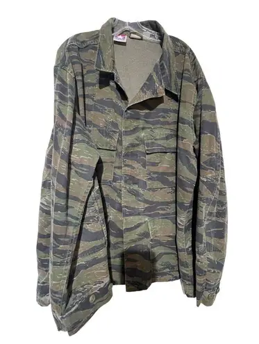 Proper Long Sleeve Camo Button Down Denim Jacket Green Size XL