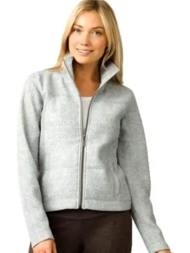 prAna Quilted Hadley Sweatshirt Jacket Full Zip Front Cotton Gray, Size S