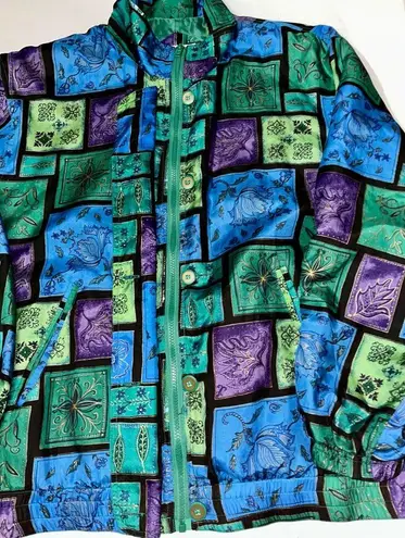 Vintage 100% Silk Colorblock Windbreaker Jacket Multiple Size 1X