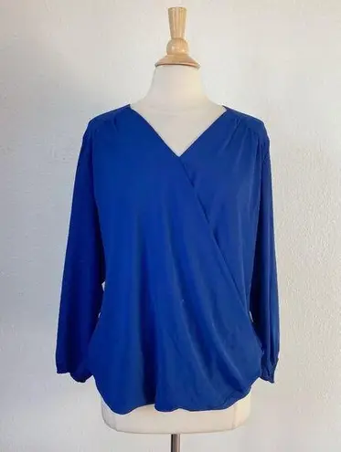 Jon & anna Blue V-Neck Long Sleeve Wrap Blouse
