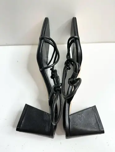 Marc Fisher  Sandals Womens Size 6.5 Black Leather Square Toe Block Heel