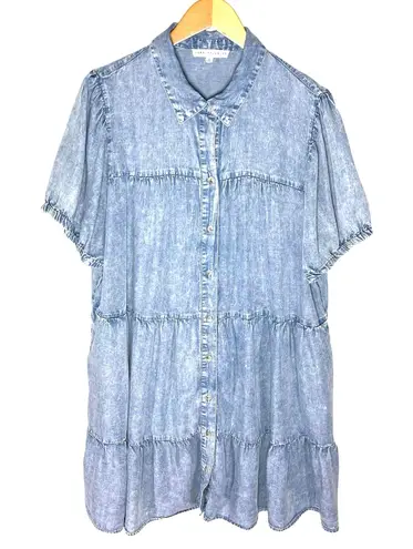Jane and Delancey Women’s Boho Chambray Acid Wash Tiered a-line Dress