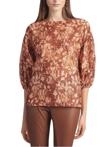 Sachin + Babi Mallory Blouse in Burgundy Peony Floral size XS Eyelet NWT