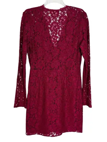 WAYF Say It Out Loud Lace Mini Dress Garnet Red Size M NWT