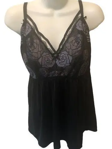 Cacique Sexy Black Lacey Babydoll Cami Top Size 18/20 Playful Girly Feminine