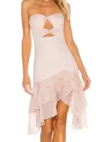 Majorelle Emelia Chiffon Tiered Dress Sparkle Pink Bow Strapless Size Small