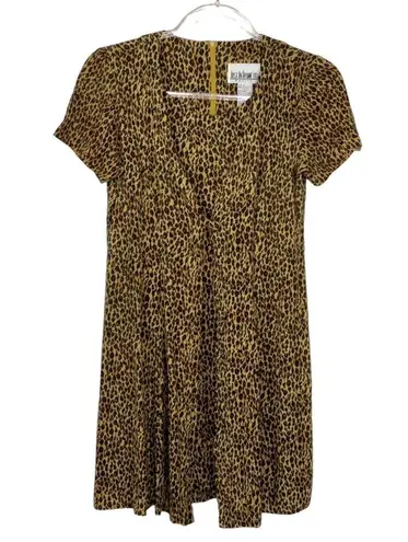 Just in Thyme 1990s Leopard Print Short Sleeve Casual Mini Dress Size 4 Small Brown