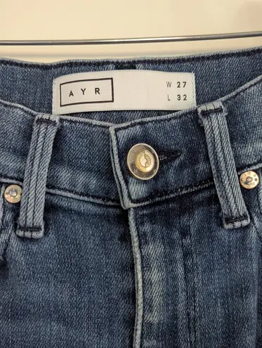 AYR The Riser Jeans – Size 27 x 32 – Mid Wash Raw Hem – Made in USA