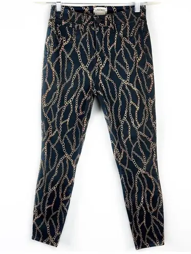 L'Agence Margot Black High-Rise Ankle Skinny Chain-Print Jeans 26 Preppy