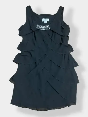 J.R. Nites by Carol Lin Vintage Tiered Ruffled cocktail dress size 12 Black