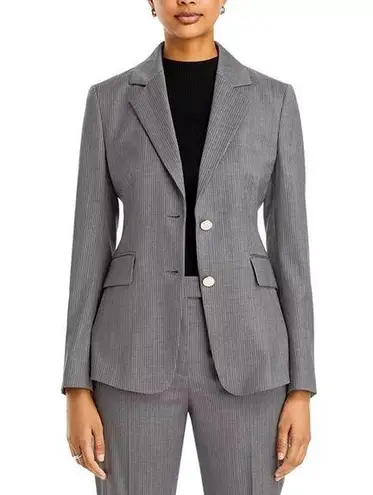 Hugo Boss Jabielle Pinstripe Wool Double Breasted Blazer Gray. Womens size 4
