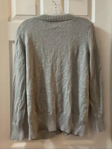 New York And Company Soho Jeans Grey/Metallic V Neck Sweater L