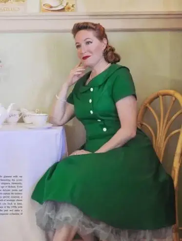 Wedtrend Women's 1950s Vintage Audrey Hepburn Cocktail Swing Dress L Green Size L