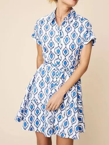 Untuckit Stretch Cotton Renata Shirt Blue & White Mini Dress | M Size 10