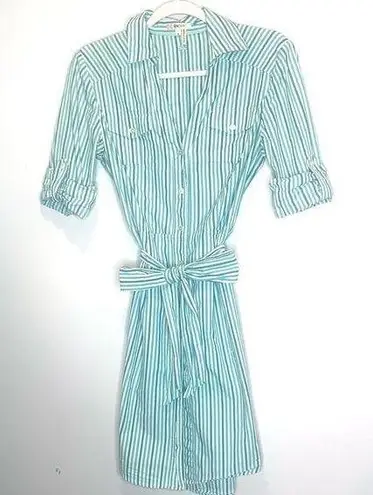 Tyler Boe Striped Tie Waist Shirt Dress Blue White Size 8