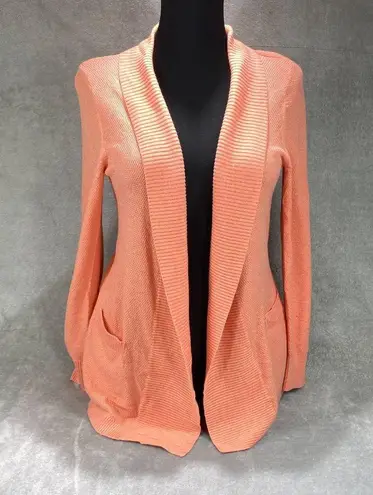 L.L.Bean Sweater Women's S/M Orange Coral Long Sleeve Shawl Collar Open Front