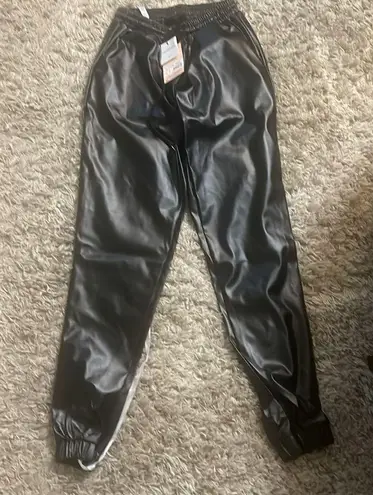 Miss guided faux leather joggers in black new!