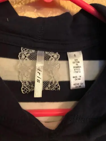 Iris Navy Blue Striped Pullover Hoodie