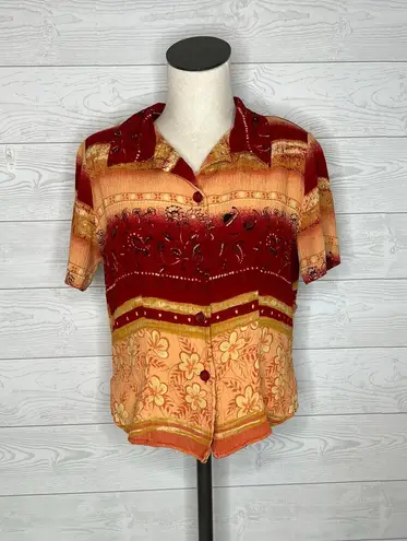 White Stag 80’s tropical button front open back top Size Medium