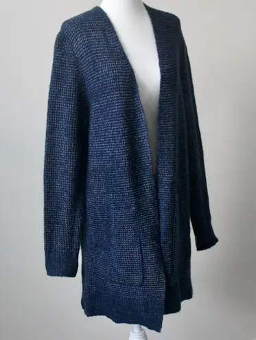 Time and Tru Blueberry Blue Speckled Midi Open Cardigan Sweater Pockets Small - Image 3
