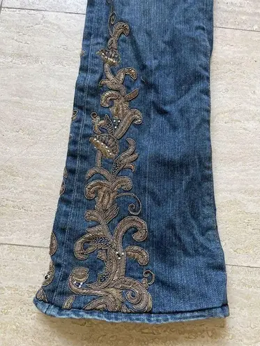 Ralph Lauren  Black Label 867 Gold Embroidered Y2K Blue Jeans Pants 30 Bootcut