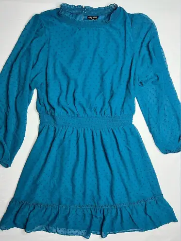 City Chic City‎ Chic Dobby Tiered Blue Mini Dress Womens size 16