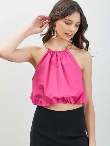 DO+BE Pink bubble top with gold chain straps - Image 1