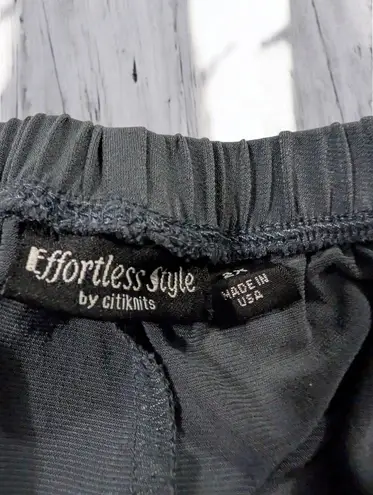 Effortless Style By Citiknits Womens Dark Gray Elastic Waist Pants STretch 95% Polyester 5% Spandex Made In USA