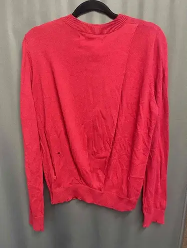 Hudson Red Distressed Detail Crew Neck Sweater Size Medium b57