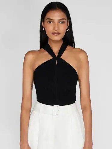 Club Monaco Raeni Ribbed Sweater Top in Black