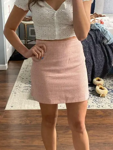 Houndstooth  Pink Mini Skirt - Image 2